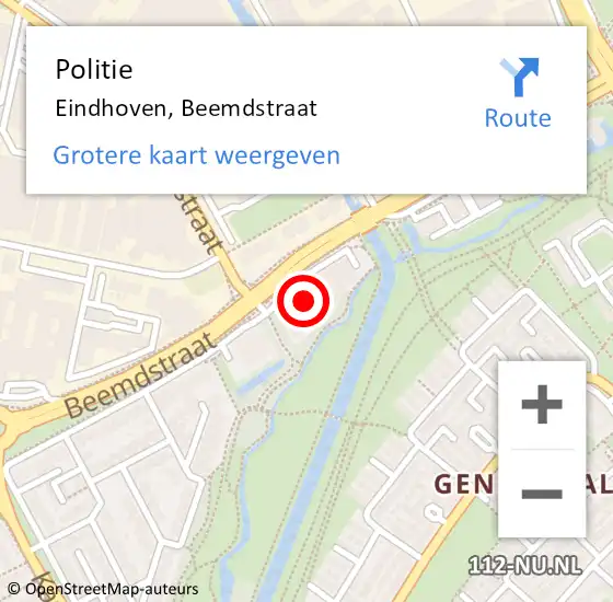 Locatie op kaart van de 112 melding: Politie Eindhoven, Beemdstraat op 10 mei 2023 08:58