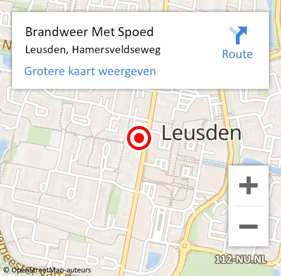 Locatie op kaart van de 112 melding: Brandweer Met Spoed Naar Leusden, Hamersveldseweg op 10 mei 2023 10:18
