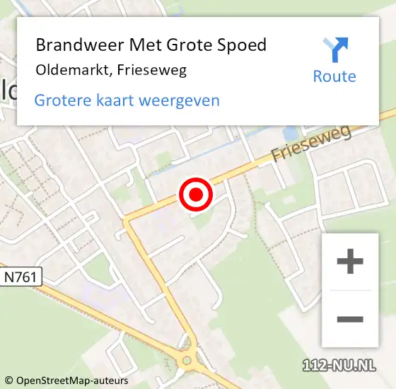 Locatie op kaart van de 112 melding: Brandweer Met Grote Spoed Naar Oldemarkt, Frieseweg op 10 mei 2023 10:39