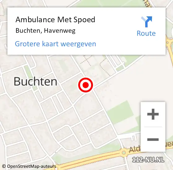 Locatie op kaart van de 112 melding: Ambulance Met Spoed Naar Buchten, Havenweg op 25 augustus 2014 05:41