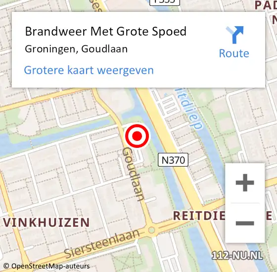 Locatie op kaart van de 112 melding: Brandweer Met Grote Spoed Naar Groningen, Goudlaan op 10 mei 2023 11:38