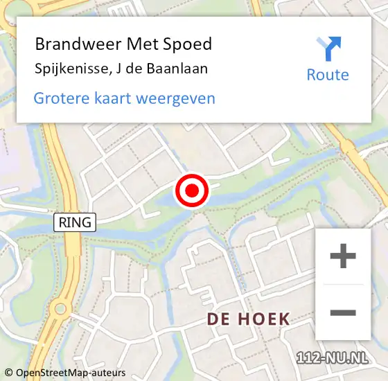 Locatie op kaart van de 112 melding: Brandweer Met Spoed Naar Spijkenisse, J de Baanlaan op 10 mei 2023 11:46