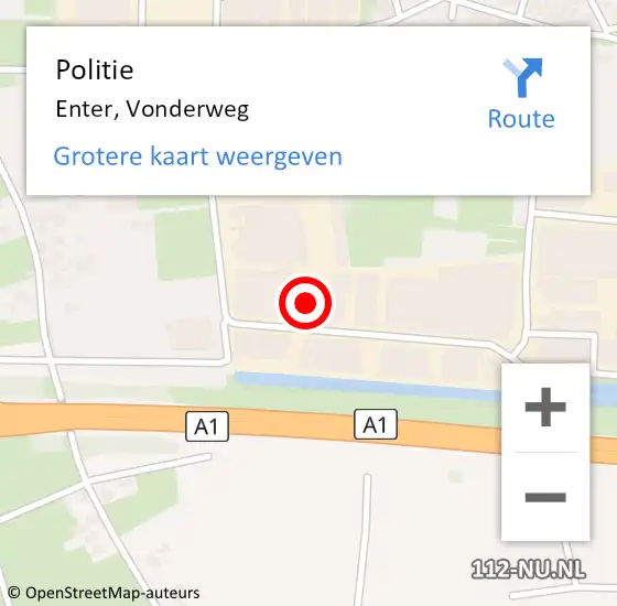 Locatie op kaart van de 112 melding: Politie Enter, Vonderweg op 10 mei 2023 11:55
