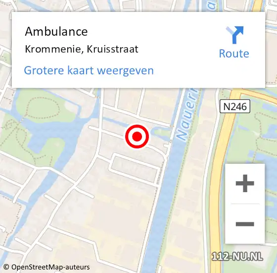 Locatie op kaart van de 112 melding: Ambulance Krommenie, Kruisstraat op 10 mei 2023 13:20