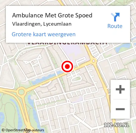 Locatie op kaart van de 112 melding: Ambulance Met Grote Spoed Naar Vlaardingen, Lyceumlaan op 10 mei 2023 16:06