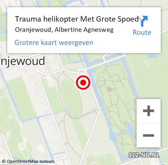 Locatie op kaart van de 112 melding: Trauma helikopter Met Grote Spoed Naar Oranjewoud, Albertine Agnesweg op 10 mei 2023 16:29