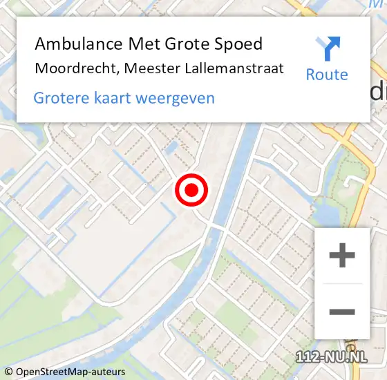Locatie op kaart van de 112 melding: Ambulance Met Grote Spoed Naar Moordrecht, Meester Lallemanstraat op 10 mei 2023 18:11