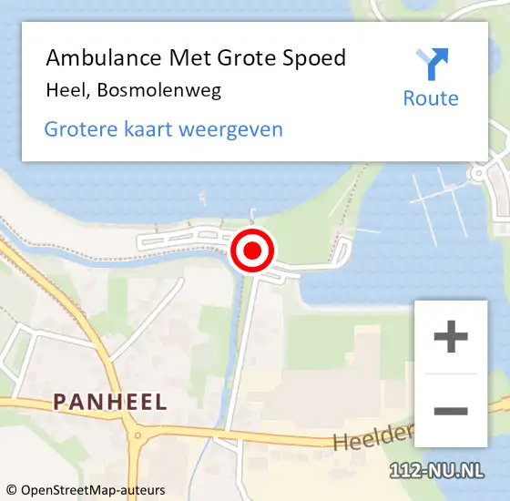Locatie op kaart van de 112 melding: Ambulance Met Grote Spoed Naar Heel, Bosmolenweg op 10 mei 2023 19:52
