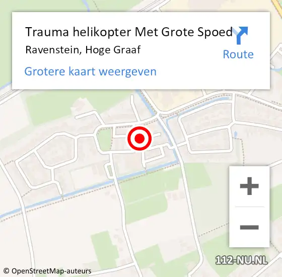 Locatie op kaart van de 112 melding: Trauma helikopter Met Grote Spoed Naar Ravenstein, Hoge Graaf op 10 mei 2023 19:59
