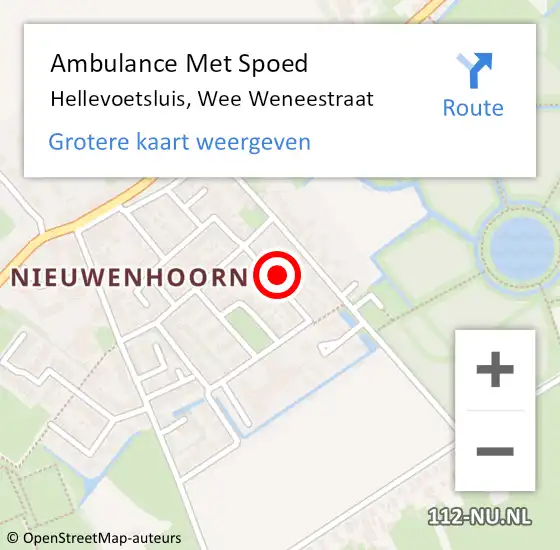 Locatie op kaart van de 112 melding: Ambulance Met Spoed Naar Hellevoetsluis, Wee Weneestraat op 10 mei 2023 20:33