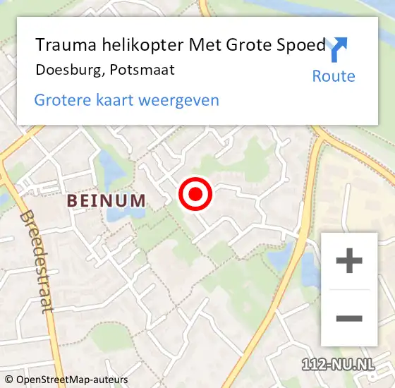 Locatie op kaart van de 112 melding: Trauma helikopter Met Grote Spoed Naar Doesburg, Potsmaat op 10 mei 2023 21:38