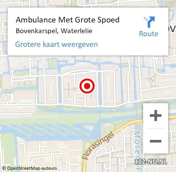 Locatie op kaart van de 112 melding: Ambulance Met Grote Spoed Naar Bovenkarspel, Waterlelie op 10 mei 2023 21:42