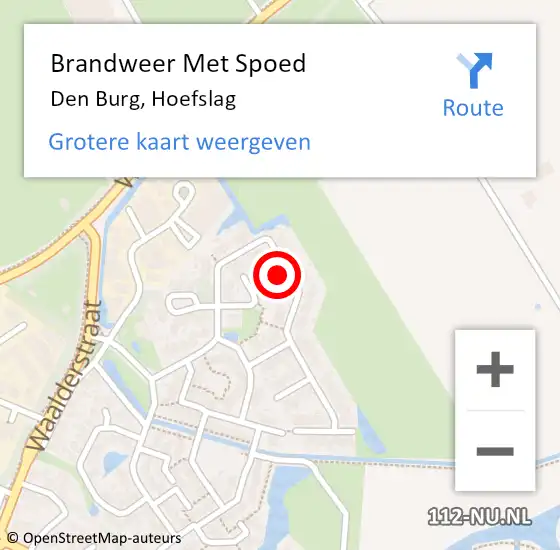 Locatie op kaart van de 112 melding: Brandweer Met Spoed Naar Den Burg, Hoefslag op 10 mei 2023 23:12