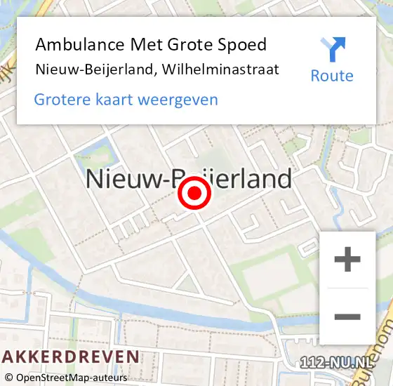 Locatie op kaart van de 112 melding: Ambulance Met Grote Spoed Naar Nieuw-Beijerland, Wilhelminastraat op 11 mei 2023 02:18
