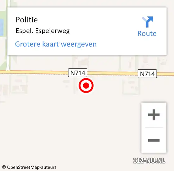 Locatie op kaart van de 112 melding: Politie Espel, Espelerweg op 11 mei 2023 09:53