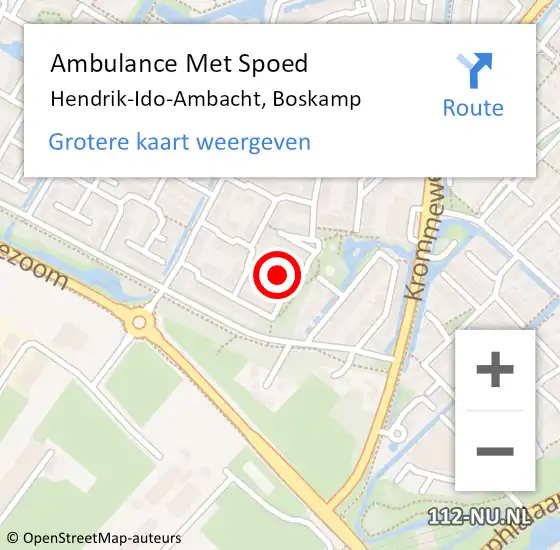 Locatie op kaart van de 112 melding: Ambulance Met Spoed Naar Hendrik-Ido-Ambacht, Boskamp op 11 mei 2023 10:43