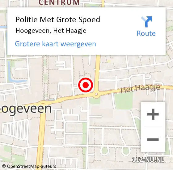 Locatie op kaart van de 112 melding: Politie Met Grote Spoed Naar Hoogeveen, Het Haagje op 11 mei 2023 11:41