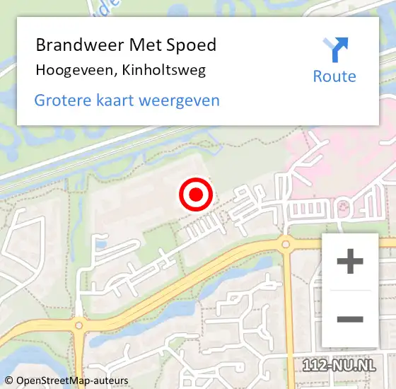 Locatie op kaart van de 112 melding: Brandweer Met Spoed Naar Hoogeveen, Kinholtsweg op 11 mei 2023 12:13