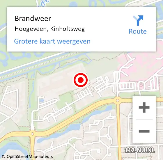 Locatie op kaart van de 112 melding: Brandweer Hoogeveen, Kinholtsweg op 11 mei 2023 12:37