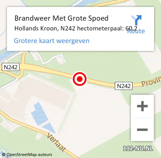 Locatie op kaart van de 112 melding: Brandweer Met Grote Spoed Naar Hollands Kroon, N242 hectometerpaal: 60,2 op 11 mei 2023 18:40