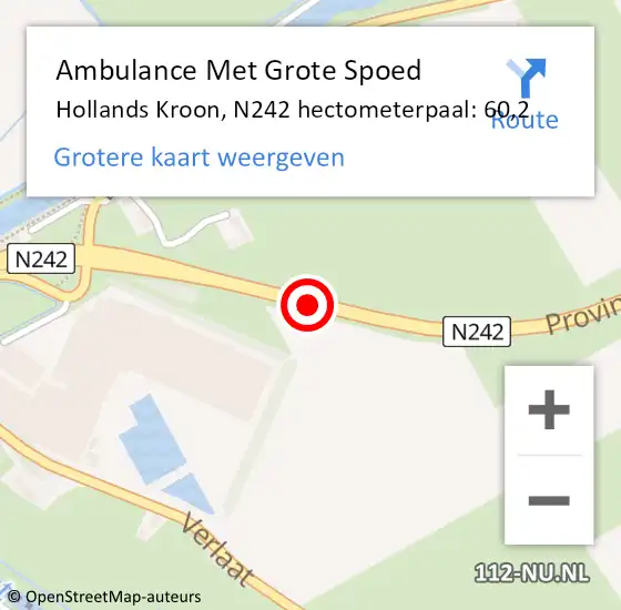 Locatie op kaart van de 112 melding: Ambulance Met Grote Spoed Naar Hollands Kroon, N242 hectometerpaal: 60,2 op 11 mei 2023 18:42