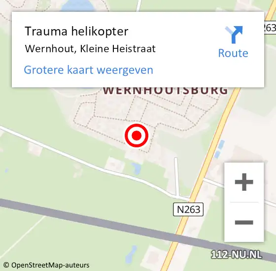 Locatie op kaart van de 112 melding: Trauma helikopter Wernhout, Kleine Heistraat op 11 mei 2023 18:53