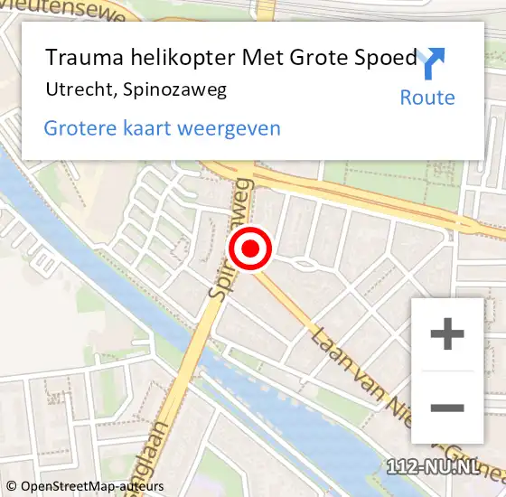 Locatie op kaart van de 112 melding: Trauma helikopter Met Grote Spoed Naar Utrecht, Spinozaweg op 11 mei 2023 19:45