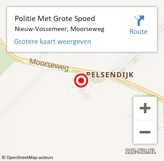Locatie op kaart van de 112 melding: Politie Met Grote Spoed Naar Nieuw-Vossemeer, Moorseweg op 12 mei 2023 07:07