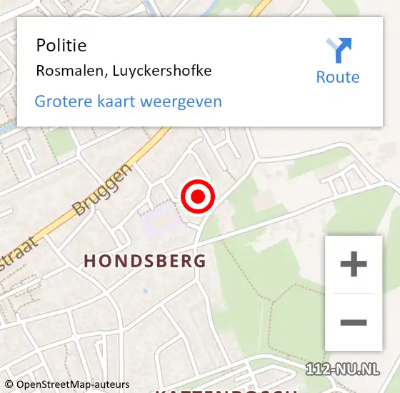 Locatie op kaart van de 112 melding: Politie Rosmalen, Luyckershofke op 12 mei 2023 08:00