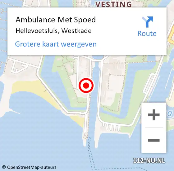 Locatie op kaart van de 112 melding: Ambulance Met Spoed Naar Hellevoetsluis, Westkade op 12 mei 2023 08:55