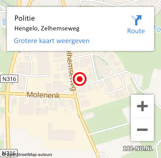 Locatie op kaart van de 112 melding: Politie Hengelo, Zelhemseweg op 12 mei 2023 09:00