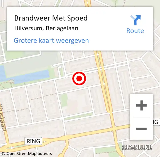 Locatie op kaart van de 112 melding: Brandweer Met Spoed Naar Hilversum, Berlagelaan op 12 mei 2023 10:23