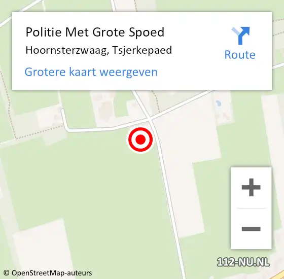 Locatie op kaart van de 112 melding: Politie Met Grote Spoed Naar Hoornsterzwaag, Tsjerkepaed op 12 mei 2023 14:21