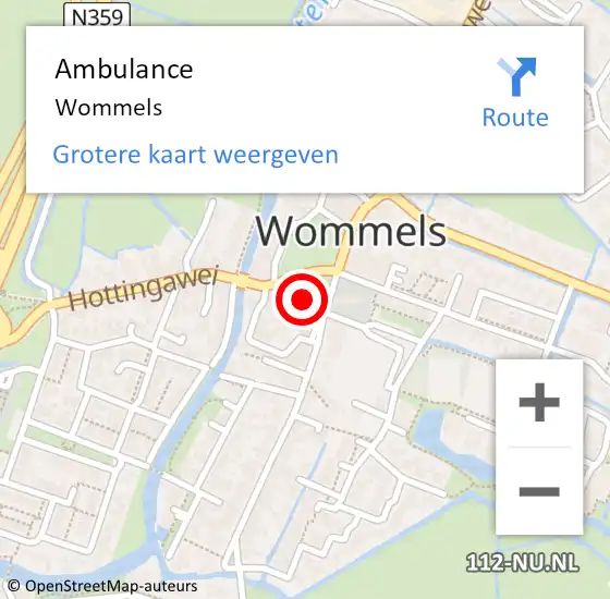 Locatie op kaart van de 112 melding: Ambulance Wommels op 12 mei 2023 14:33