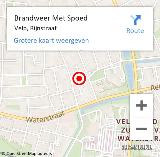 Locatie op kaart van de 112 melding: Brandweer Met Spoed Naar Velp, Rijnstraat op 12 mei 2023 15:16