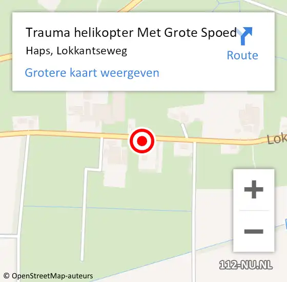 Locatie op kaart van de 112 melding: Trauma helikopter Met Grote Spoed Naar Haps, Lokkantseweg op 12 mei 2023 15:21