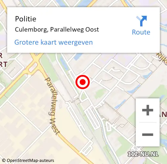 Locatie op kaart van de 112 melding: Politie Culemborg, Parallelweg Oost op 12 mei 2023 15:23