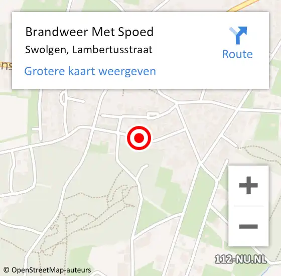 Locatie op kaart van de 112 melding: Brandweer Met Spoed Naar Swolgen, Lambertusstraat op 12 mei 2023 15:38