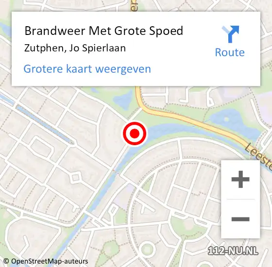Locatie op kaart van de 112 melding: Brandweer Met Grote Spoed Naar Zutphen, Jo Spierlaan op 12 mei 2023 16:49
