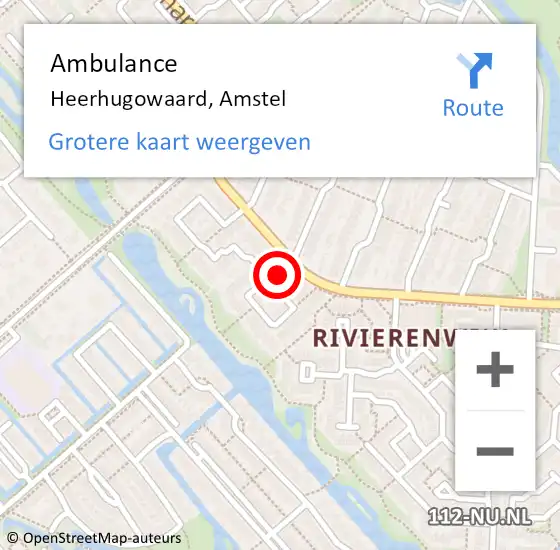 Locatie op kaart van de 112 melding: Ambulance Heerhugowaard, Amstel op 12 mei 2023 16:55