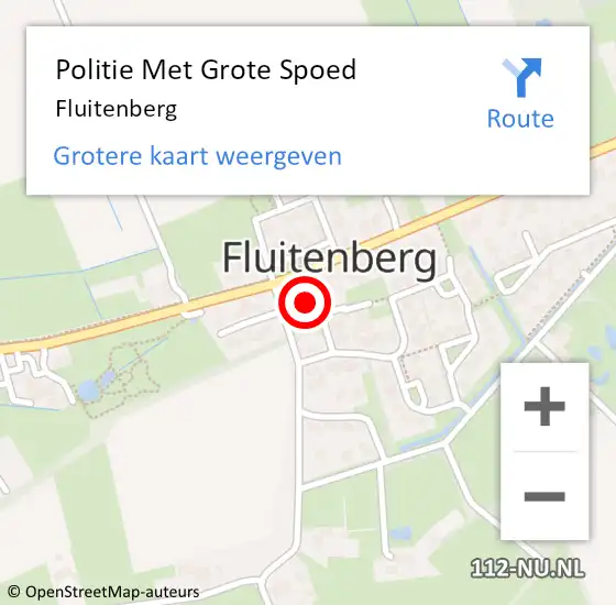 Locatie op kaart van de 112 melding: Politie Met Grote Spoed Naar Fluitenberg op 12 mei 2023 16:57