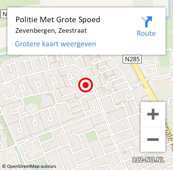 Locatie op kaart van de 112 melding: Politie Met Grote Spoed Naar Zevenbergen, Zeestraat op 12 mei 2023 17:24