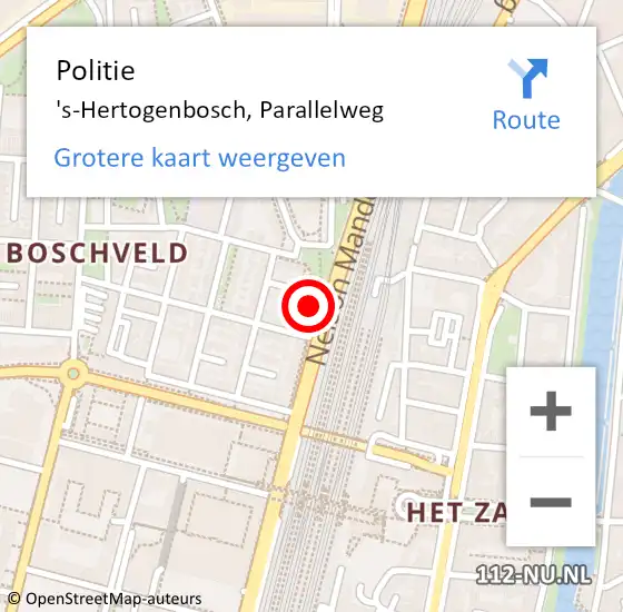 Locatie op kaart van de 112 melding: Politie 's-Hertogenbosch, Parallelweg op 12 mei 2023 17:25