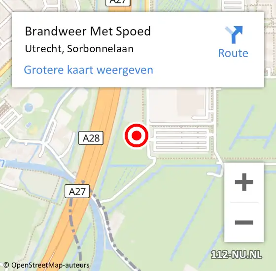 Locatie op kaart van de 112 melding: Brandweer Met Spoed Naar Utrecht, Sorbonnelaan op 12 mei 2023 18:35
