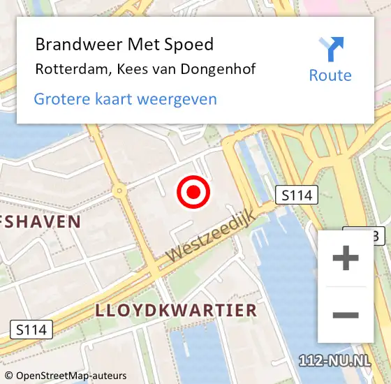 Locatie op kaart van de 112 melding: Brandweer Met Spoed Naar Rotterdam, Kees van Dongenhof op 12 mei 2023 21:10