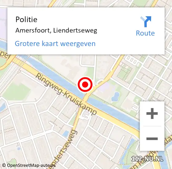 Locatie op kaart van de 112 melding: Politie Amersfoort, Liendertseweg op 13 mei 2023 03:18
