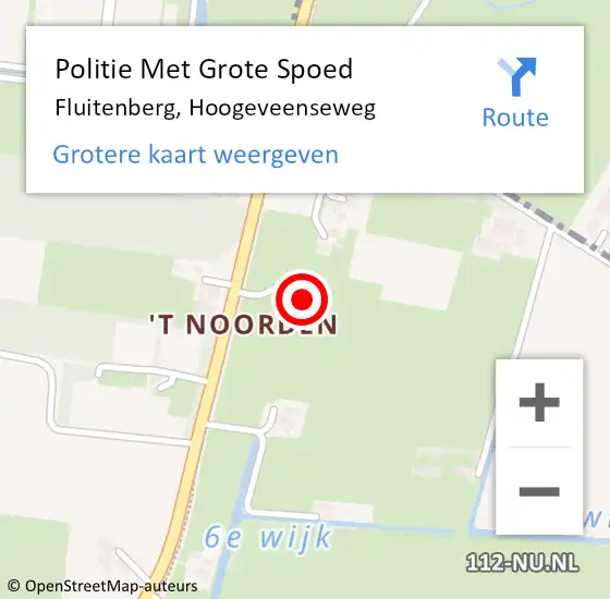 Locatie op kaart van de 112 melding: Politie Met Grote Spoed Naar Fluitenberg, Hoogeveenseweg op 13 mei 2023 03:23