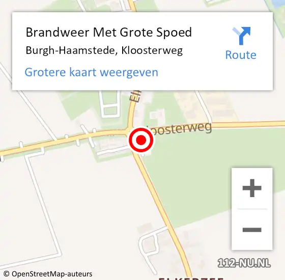 Locatie op kaart van de 112 melding: Brandweer Met Grote Spoed Naar Burgh-Haamstede, Kloosterweg op 13 mei 2023 07:59