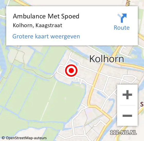 Locatie op kaart van de 112 melding: Ambulance Met Spoed Naar Kolhorn, Kaagstraat op 13 mei 2023 08:53