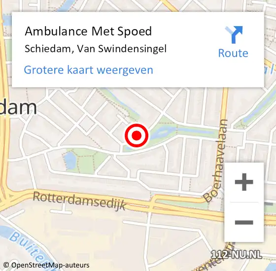 Locatie op kaart van de 112 melding: Ambulance Met Spoed Naar Schiedam, Van Swindensingel op 13 mei 2023 10:08